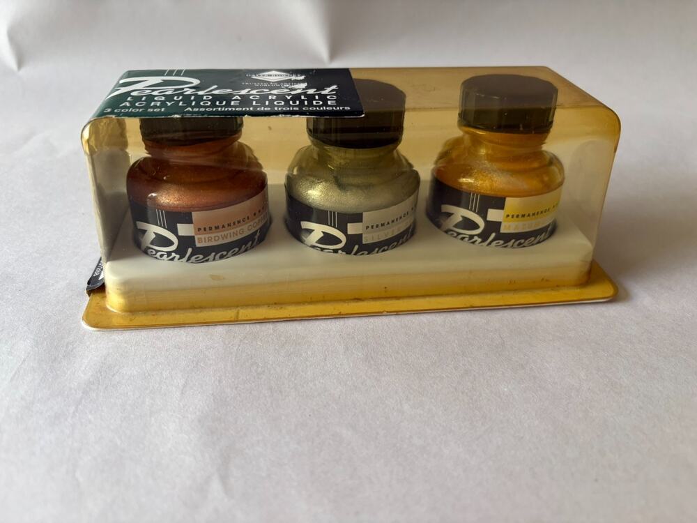 Daler-Rowney Pearlescent Liquid Acrylic 3 Color Set USA Silver, Copper, Gold NIB